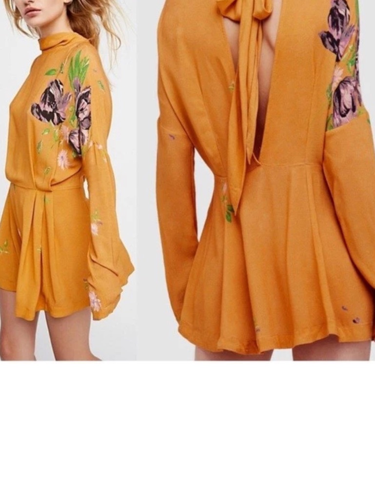 Free People Gemma Tunic Long Sleeve Mini Dress In Mustard Yellow Size Xs